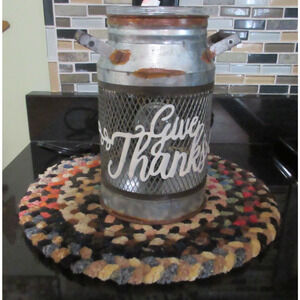 Scentsy Prim Give Thanks Rusty Milk Can Wax Warmer Rustic Farmhouse Thanksgiving